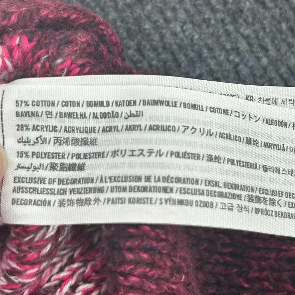 Hollister Women's Cable Knit Sweater LS V-Neck Pink Large Stripe Logo Preppy - Picture 6 of 11